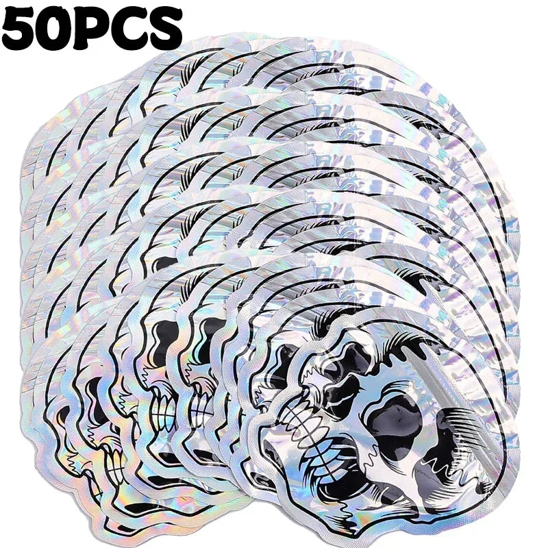10-100PCS Halloween Skull Treat Bags, Laser Printed Self Sealing Gift Packaging Pouches, Reusable Candy Bags for Cookies, Jewelry, Halloween Party Favors and Trick or Treat Gifts