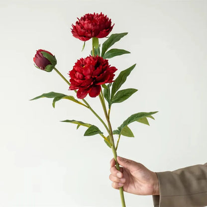3 Heads Artificial Peony Flower Branch – 75cm Realistic Faux Peony Stem for Wedding Decor, Christmas Table Centerpieces, Home Decoration & Floral Arrangements