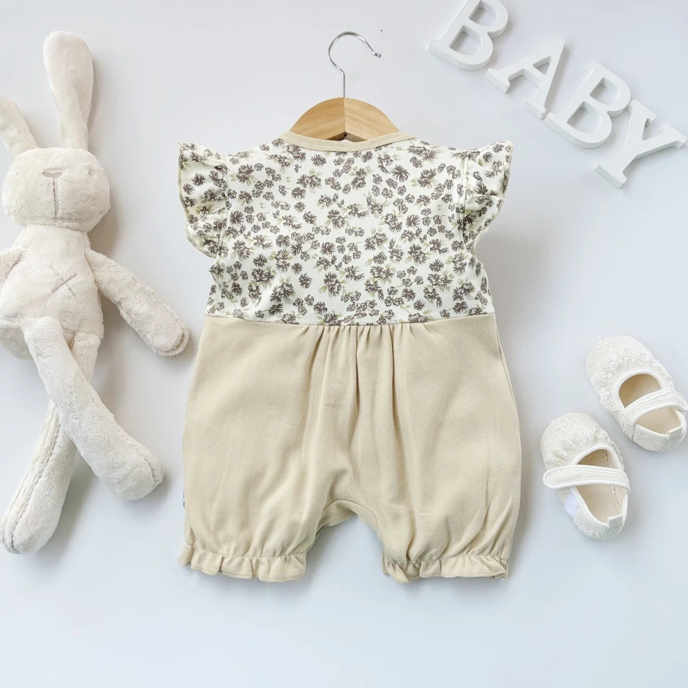 Pelele de verano para bebé recién nacido – Body de manga corta de algodón suave con estampado de dibujos animados para bebés y niñas (3-18 meses)