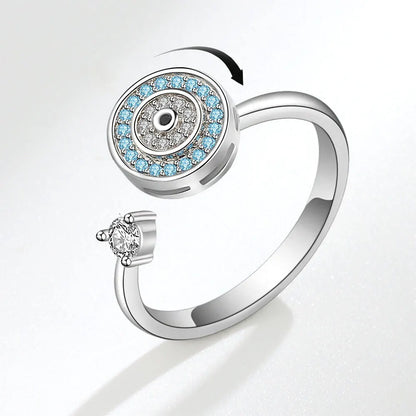 Anillo giratorio antiestrés de mariposa y flor con diamantes de imitación – Anillo giratorio antiansiedad para mujer | Joyería ajustable para aliviar el estrés