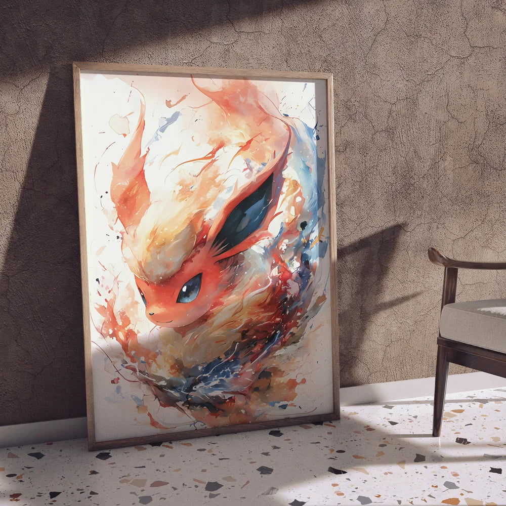 Pokémon Eevee Ink Style Canvas Wall Art – Fantasy Decorative Painting for Home & Room Decor