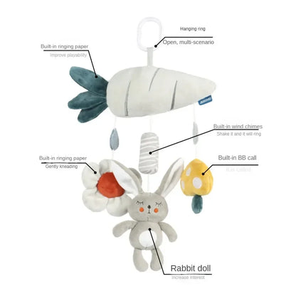 Peluche de actividades "Bebé Arcoíris" – Juguete sensorial colgante para cochecito para 0-12 meses, juguete móvil para asiento de coche y cuna, juguete de viaje suave y educativo para el desarrollo y juego del recién nacido.
