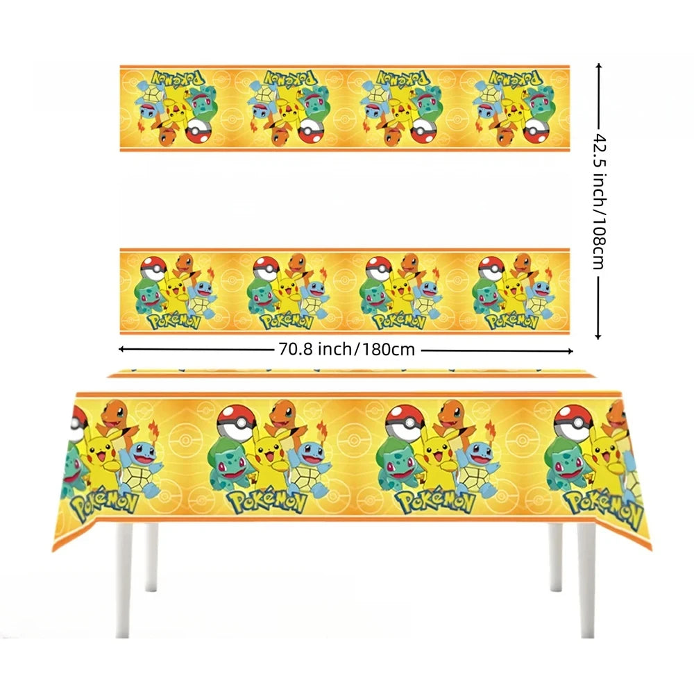 Pokémon Pikachu Tablecloth Decorations – Cute Disposable Table Covers for Kids Birthday, Baby Shower & Party Supplies
