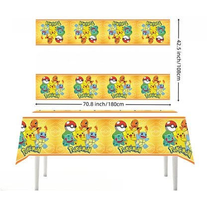 Pokémon Pikachu Tablecloth Decorations – Cute Disposable Table Covers for Kids Birthday, Baby Shower & Party Supplies