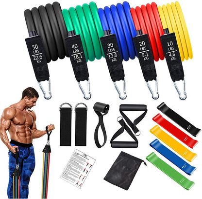 Juego de Bandas de Resistencia para Barra de Ejercicio – Expansor de Cuerda para Pilates y Yoga para Entrenamiento de Fuerza, Fisicoculturismo, Gimnasio en Casa y Ejercicios de Fitness
