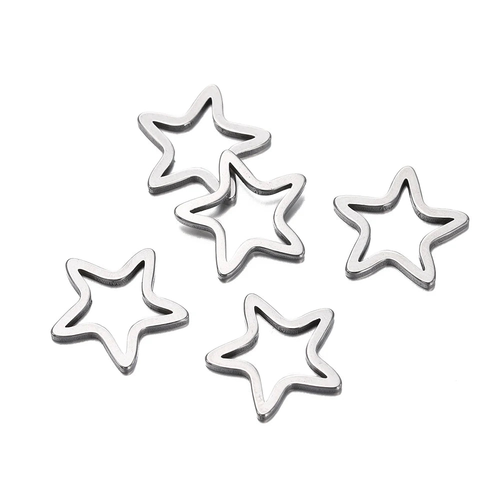 10 breloques géométriques creuses en acier inoxydable pour bijoux – Connecteurs de pendentif pour boucles d'oreilles, colliers et fabrication de bijoux