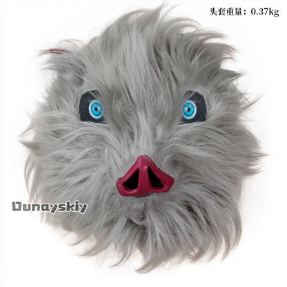 Anime Demon Slayer Hashibira Inosuke Cosplay Costume | Unisex S–L Outfit with Pig Mask for Halloween, Carnival & Comic Con