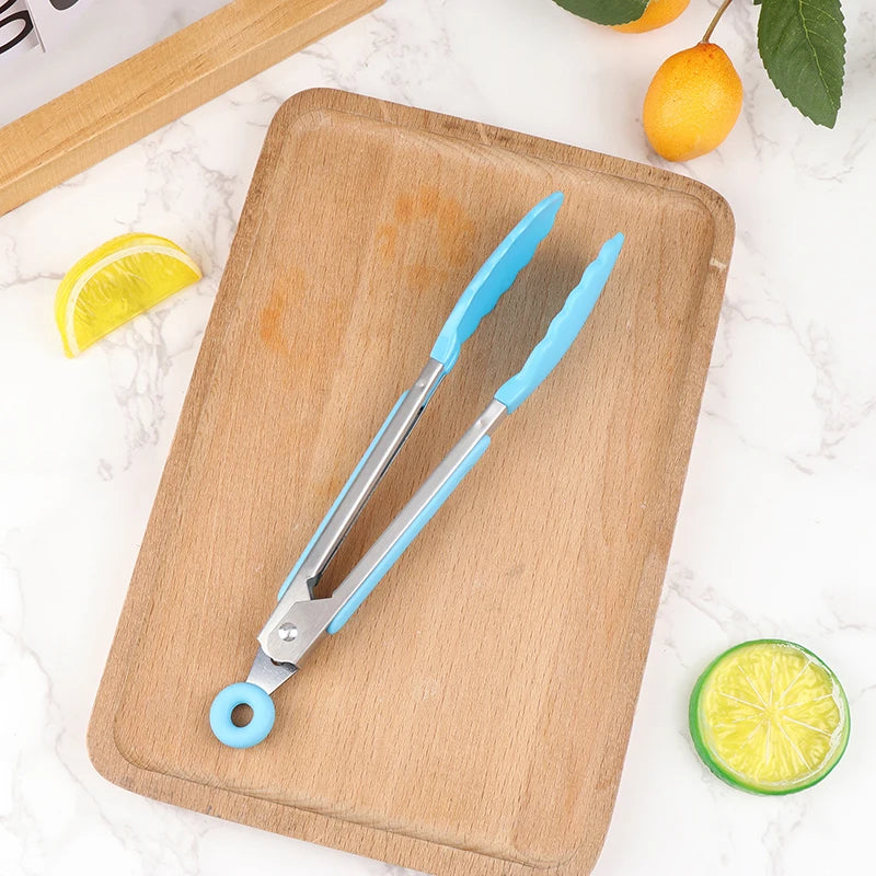 Silicone BBQ Grilling Tongs – Non-Stick Stainless Steel Kitchen Cooking, Salad & Serving Tongs