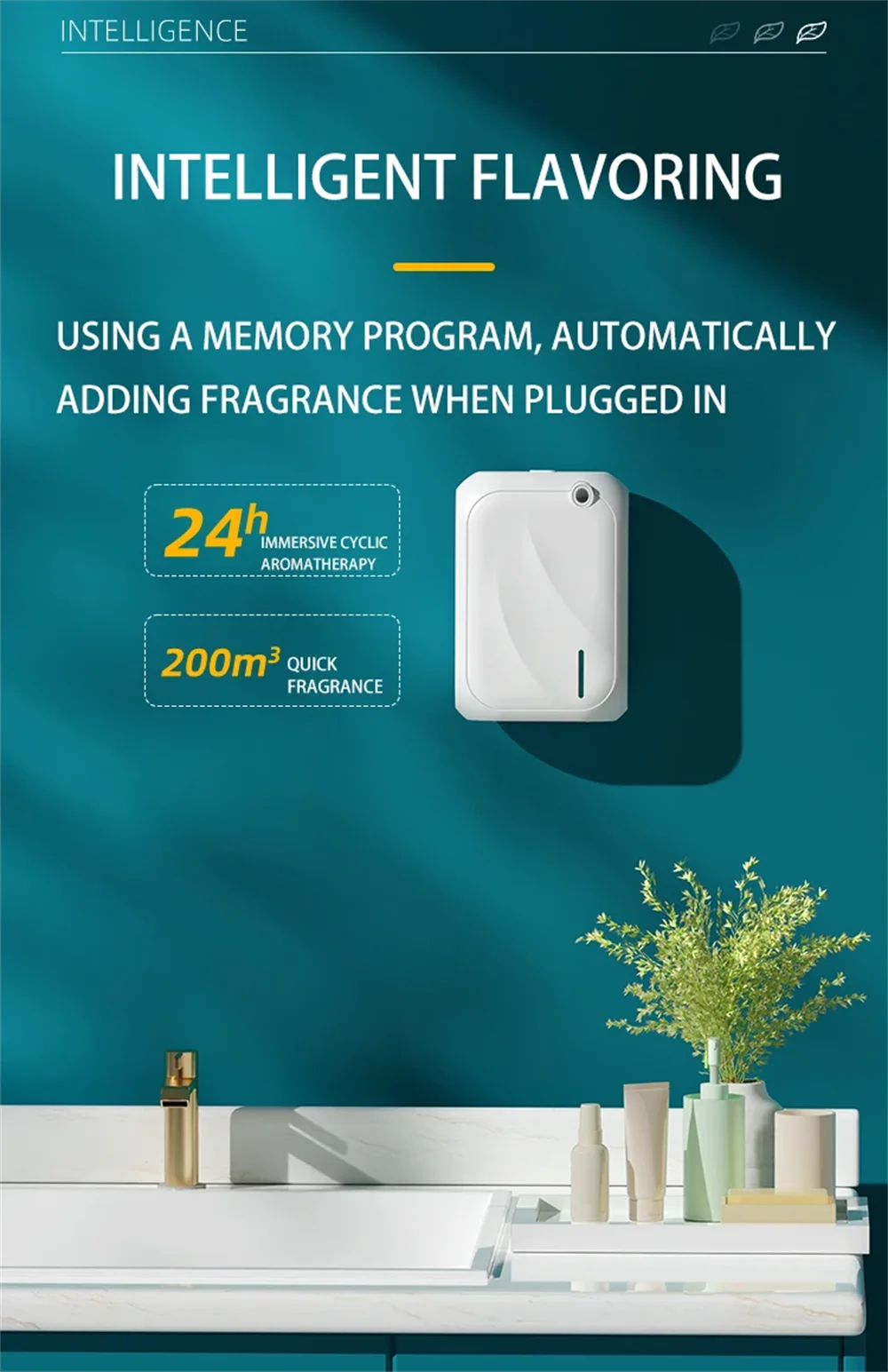 Diffuseur d'arômes – Machine à parfum couvrant 200 m³, diffuseur de parfum intelligent avec contrôle via application Bluetooth, distributeur d'huiles essentielles pour la maison, le bureau et la purification de l'air intérieur