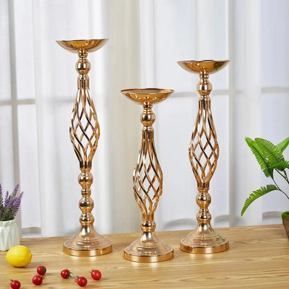 Gold Iron Candle Holder Vase – Twisted Path Table Centerpiece for Wedding Flowers, Home Decor, Wedding Props & Table Arrangements