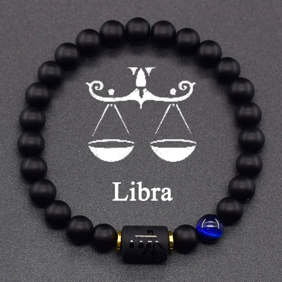 Pulsera de constelación de 12 signos del zodiaco – Brazalete con dije de astrología para hombres y mujeres | Regalo de joyería de amistad Aries, Virgo, Leo y Libra