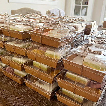 5/10PCS Kraft Paper Cake & Dessert Boxes for Donuts, Cookies, Sandwiches, Bakery Packaging & Party Favors