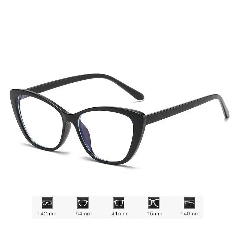 Women's Cat-Eye Myopia Glasses – Ultra-Light Near-Sight Eyewear with Anti-Blue-Light Lenses, Fashion Computer Glasses, -0.00 to -3.00 Diopter