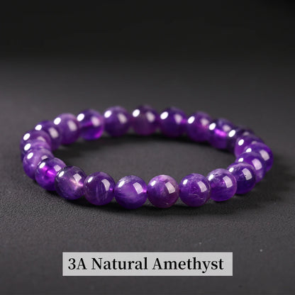 Bracelet en perles d'améthyste naturelle – Bracelet extensible en cristal véritable pour hommes et femmes, bijou de méditation yoga et accessoire de mode