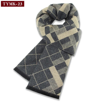 Écharpe d'hiver en imitation cachemire pour homme, douce à carreaux, chaude en mélange de laine, longue, châle, cache-col