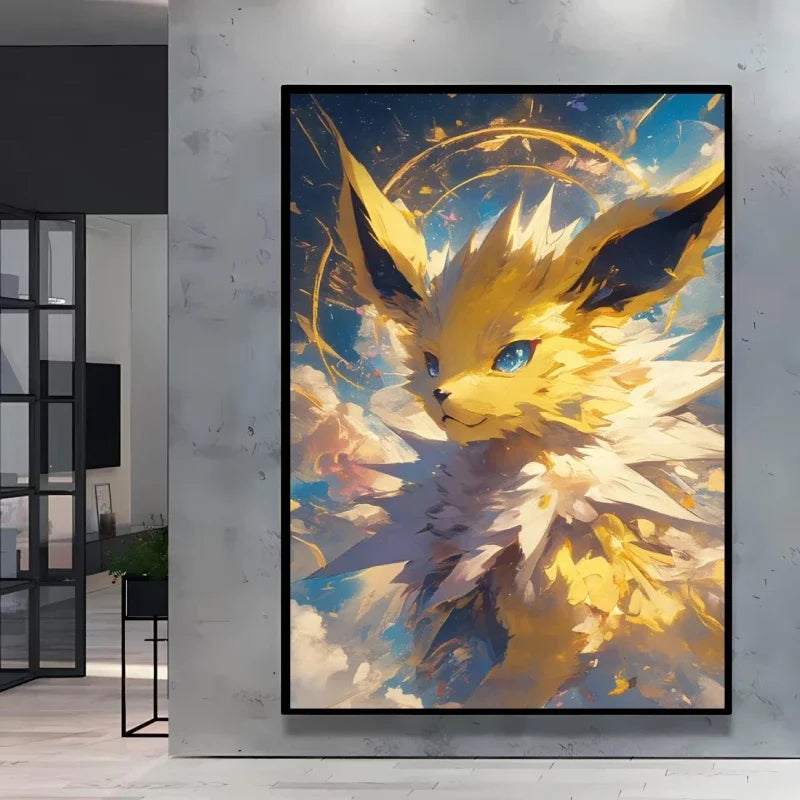 Pokémon Eevee Ink Style Canvas Wall Art – Fantasy Decorative Painting for Home & Room Decor