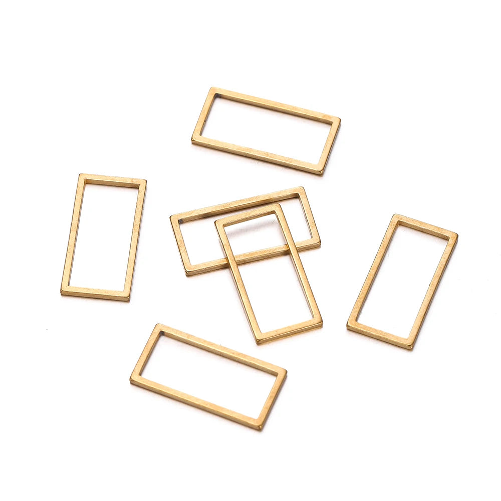10 breloques géométriques creuses en acier inoxydable pour bijoux – Connecteurs de pendentif pour boucles d'oreilles, colliers et fabrication de bijoux