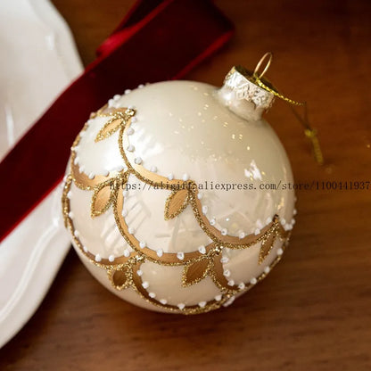 8CM Hand-Painted Glass Ball Christmas Ornaments – Decorative Hanging Pendants for Christmas Tree, Window Display & Holiday Home Decor