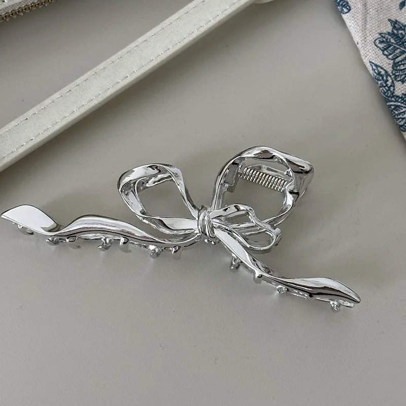 Elegant Geometric Bow Hair Claw Clip for Women – Vintage Large Metal Hair Clip Barrette Hair Accessory