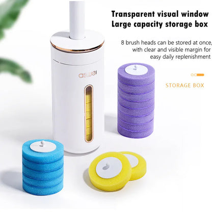 Wall Mounted Disposable Toilet Brush – Replaceable Toilet Cleaning Brush Set, Hygienic WC Scrubber Tool with Bathroom Storage Holder, Modern Bathroom Cleaning Accessory