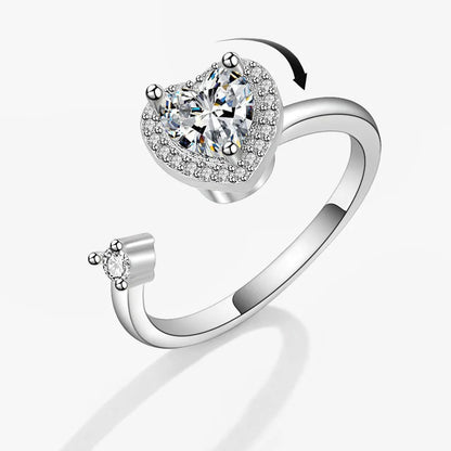 Anillo giratorio antiestrés de mariposa y flor con diamantes de imitación – Anillo giratorio antiansiedad para mujer | Joyería ajustable para aliviar el estrés