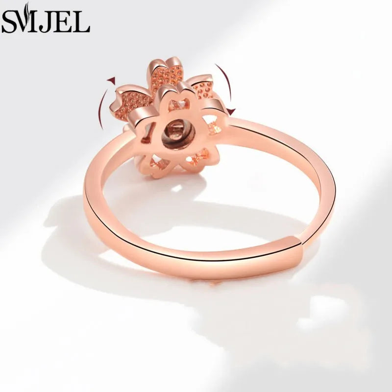 Cherry Blossom Rotating Fidget Spinner Ring – Cute Cat, Bee, Bunny & Butterfly Anti-Anxiety Ring for Women | Adjustable Stress Relief Jewelry