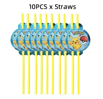 Pokémon Pikachu Birthday Party Decorations Tableware Set – Paper Cups, Plates, Tablecloth, Straws, Banner & Napkins for Kids Party Supplies