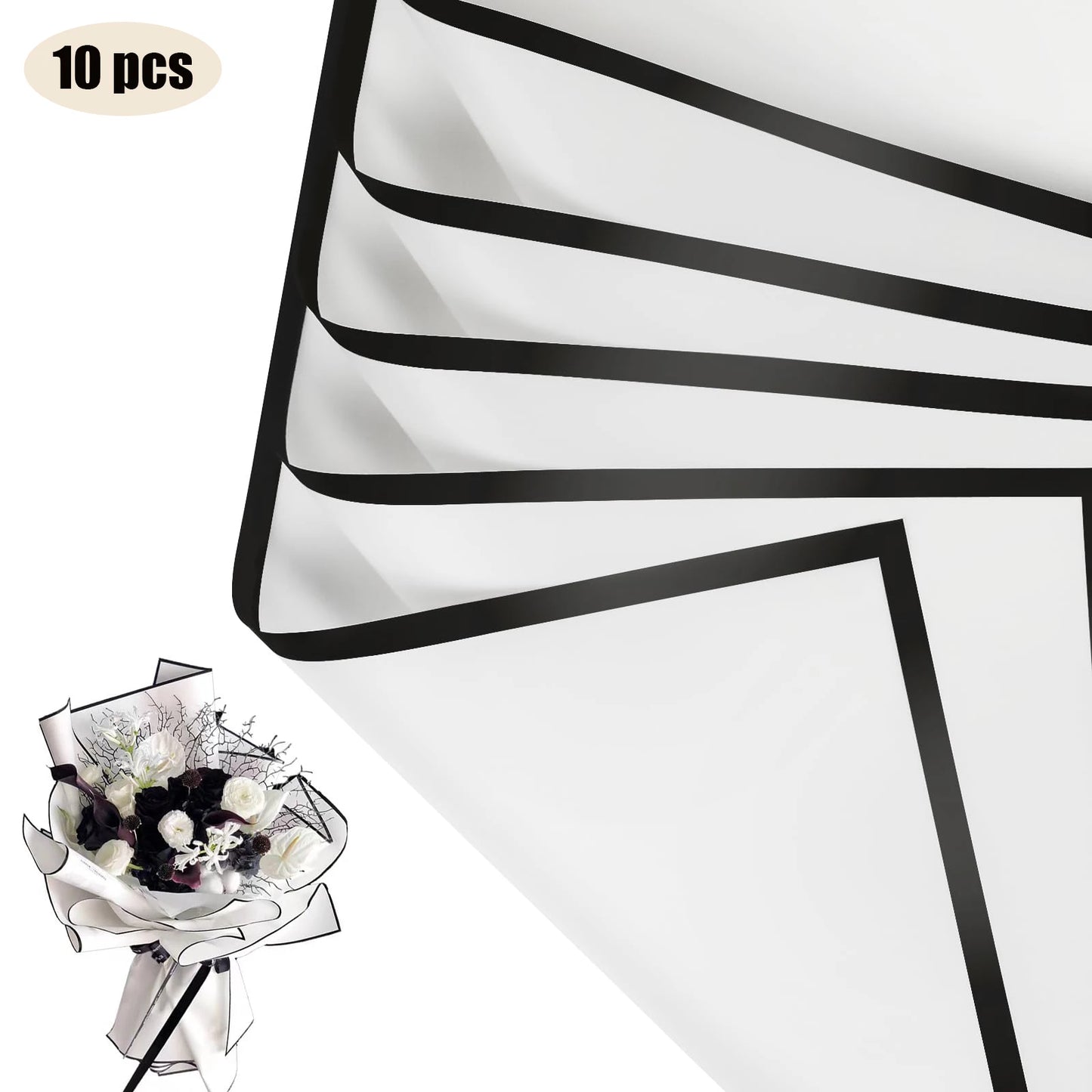 10 hojas de papel de envolver flores impermeable con bordes dorados para ramos, bodas, regalos y arreglos florales de bricolaje
