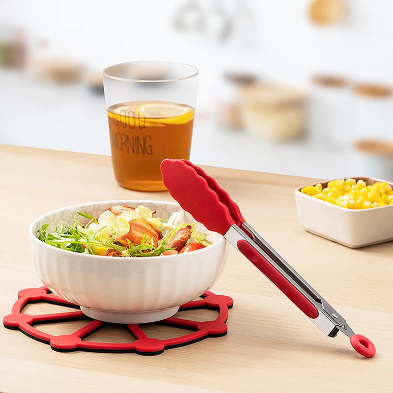 Silicone BBQ Grilling Tongs – Non-Stick Stainless Steel Kitchen Cooking, Salad & Serving Tongs