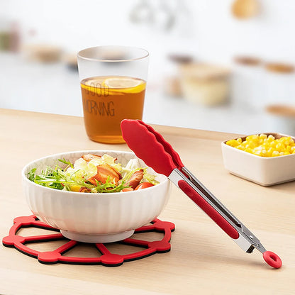Silicone BBQ Grilling Tongs – Non-Stick Stainless Steel Kitchen Cooking, Salad & Serving Tongs