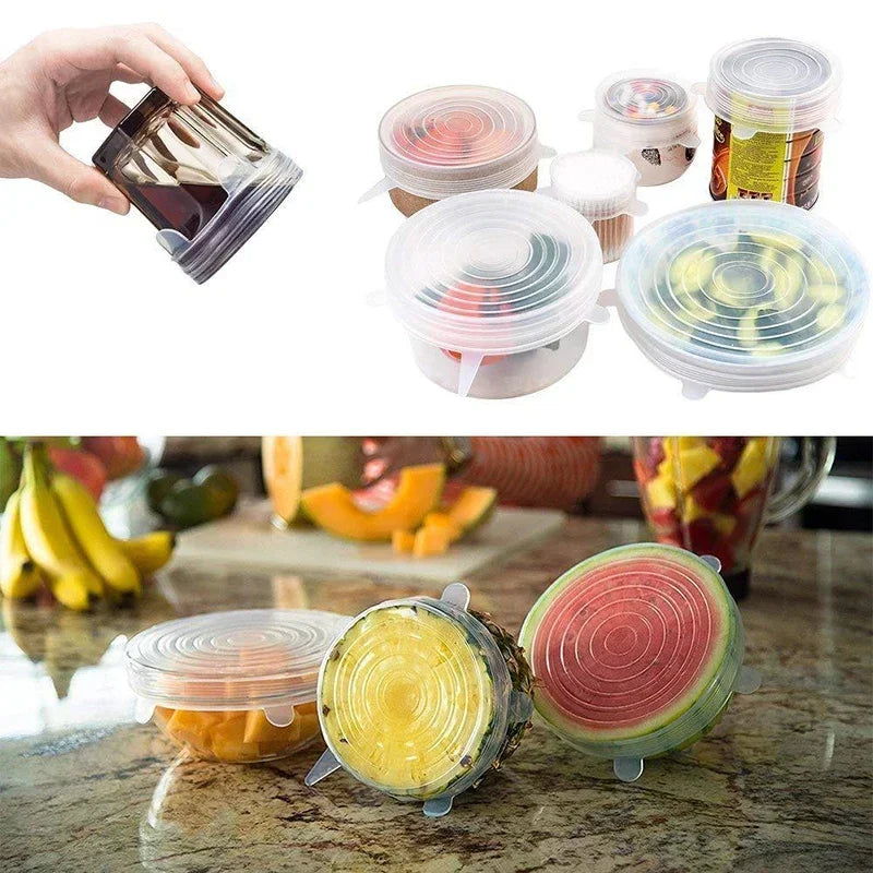 Reusable Silicone Stretch Lids – Flexible Food Covers for Bowls & Containers, Airtight Fresh-Keeping Kitchen Storage Accessories