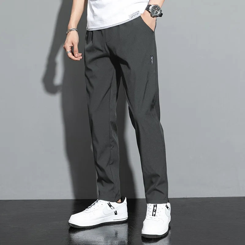 2026 Men's Summer Ice Silk Pants – Lightweight Stretch Trousers with Elastic Waist, Smooth Casual Fit, Available in 3 Colors