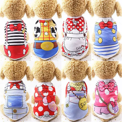 Cute Cartoon Dog Vest – Soft Lightweight Summer T-Shirt for Small Dogs & Puppies, Casual Pet Clothing