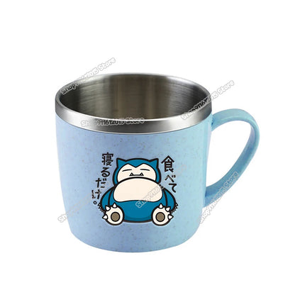 Pokémon Stainless Steel Mug – Pikachu, Snorlax & Eevee Cartoon Drink Cup