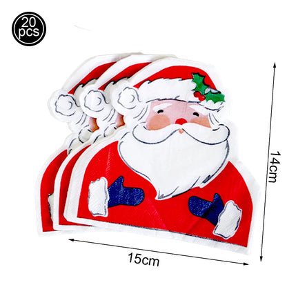 9-Inch Merry Christmas Paper Plates – Santa Claus, Christmas Tree & Elk Round Disposable Plates for Xmas Party & Table Decor