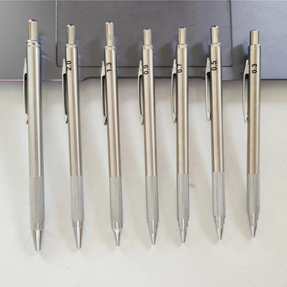 Portaminas Completamente Metálico de 0.3/0.5/0.7/0.9/1.3/2.0/3.0 mm – Lápiz de Dibujo Técnico Automático con Minas para Dibujo, Boceto, Pintura, Suministros de Oficina y Escolares