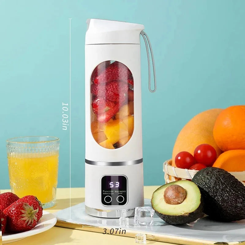 450ml Portable Blender – 10-Blade USB Rechargeable Fruit Juicer with 3-Speed Settings & Ice Crushing for Smoothies and Shakes