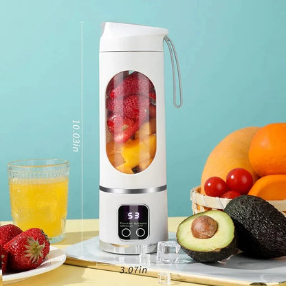450ml Portable Blender – 10-Blade USB Rechargeable Fruit Juicer with 3-Speed Settings & Ice Crushing for Smoothies and Shakes