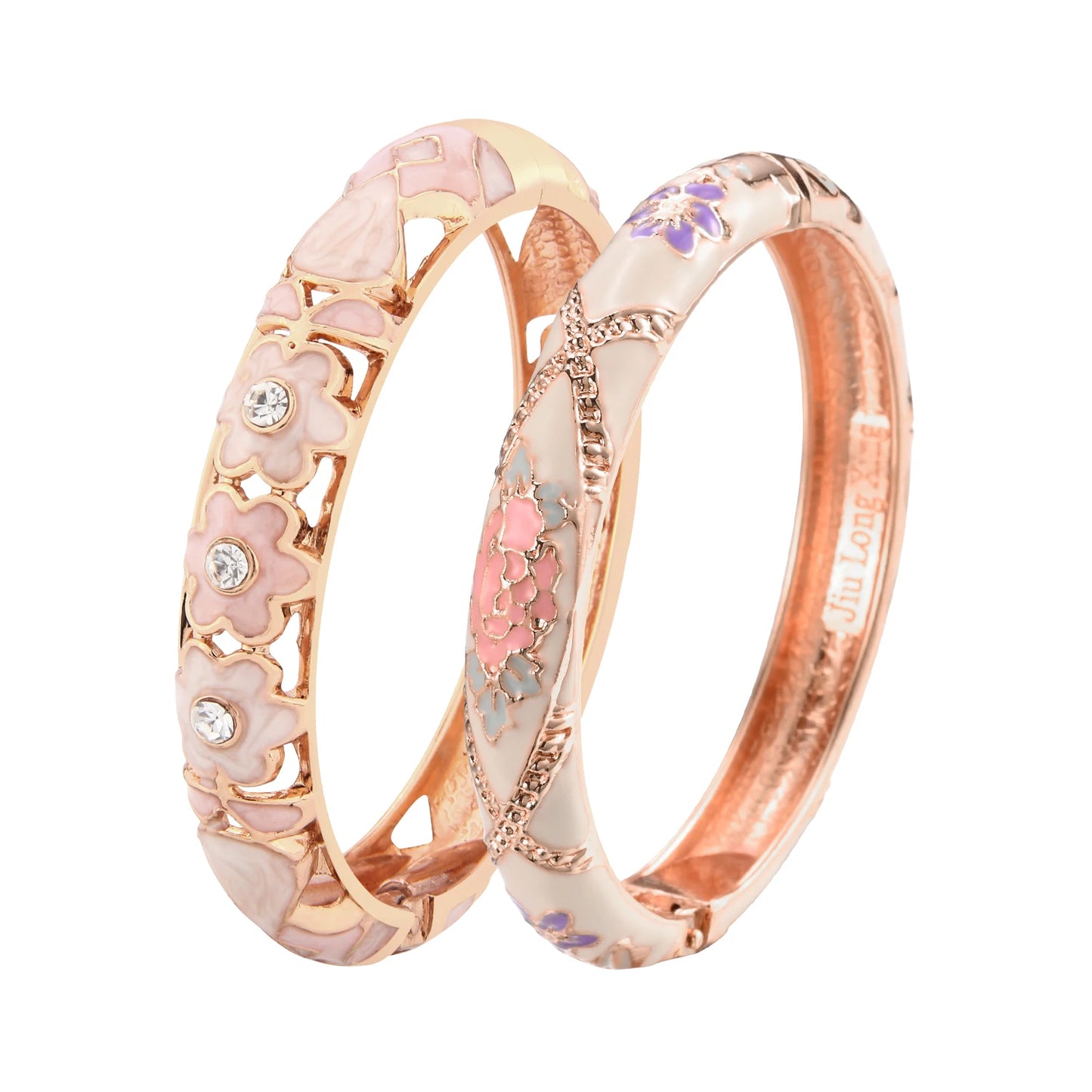 Women’s Double Enamel Cloisonne Bangle Set Indian Dubai Style Trendy Metal Bracelet Jewelry Accessories