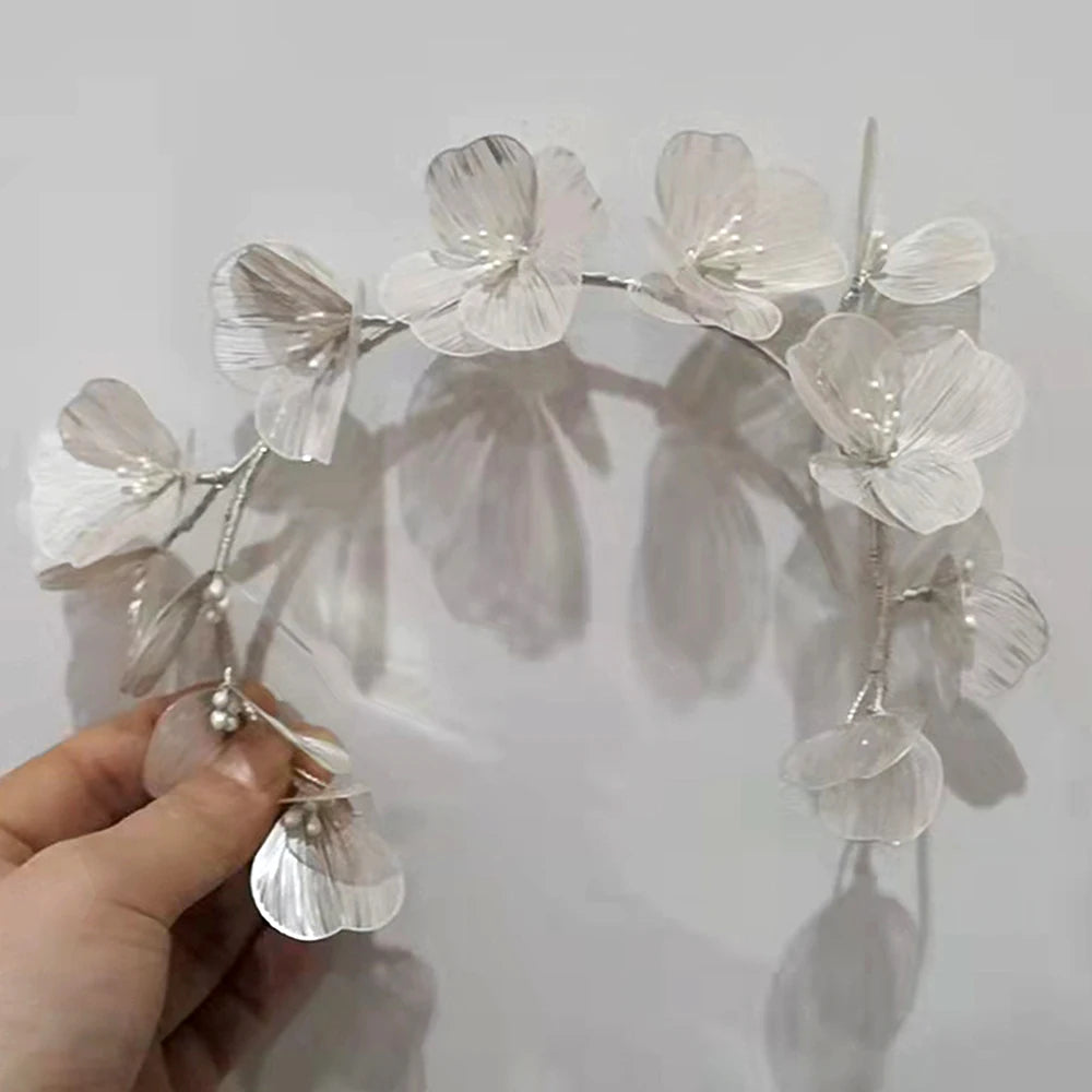 Vintage Gold Floral Bridal Headband with Pearls – Fairy Wedding Tiara for Brides, Prom & Special Occasions