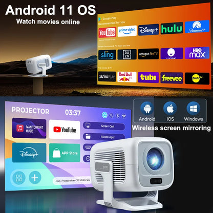 Huaweishi 4K Projector – Portable Android Projector with Native 1080P, 600 ANSI Lumens & Auto Focus for Home Cinema & Outdoor Use