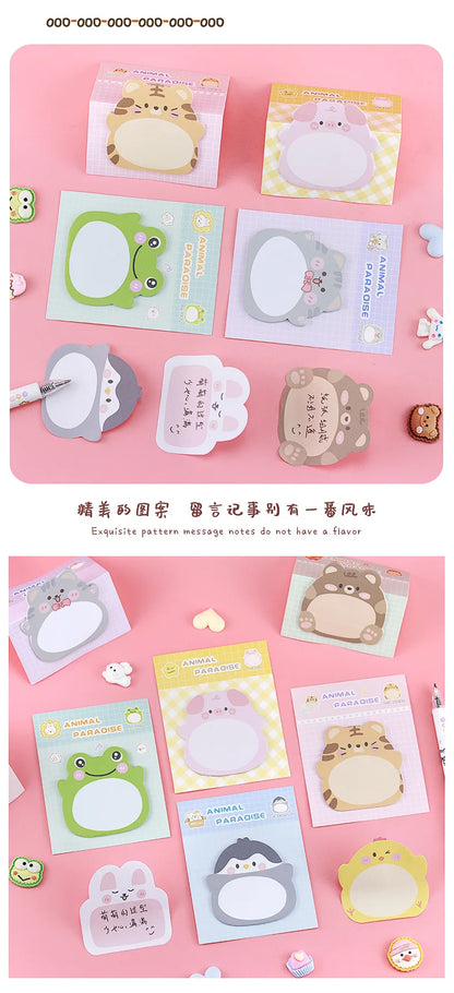 8 Packs Cartoon Animal Sticky Notes – Cute Shaped Memo Pads with Colorful Creative Designs for Office, School, Journaling & Stationery Use