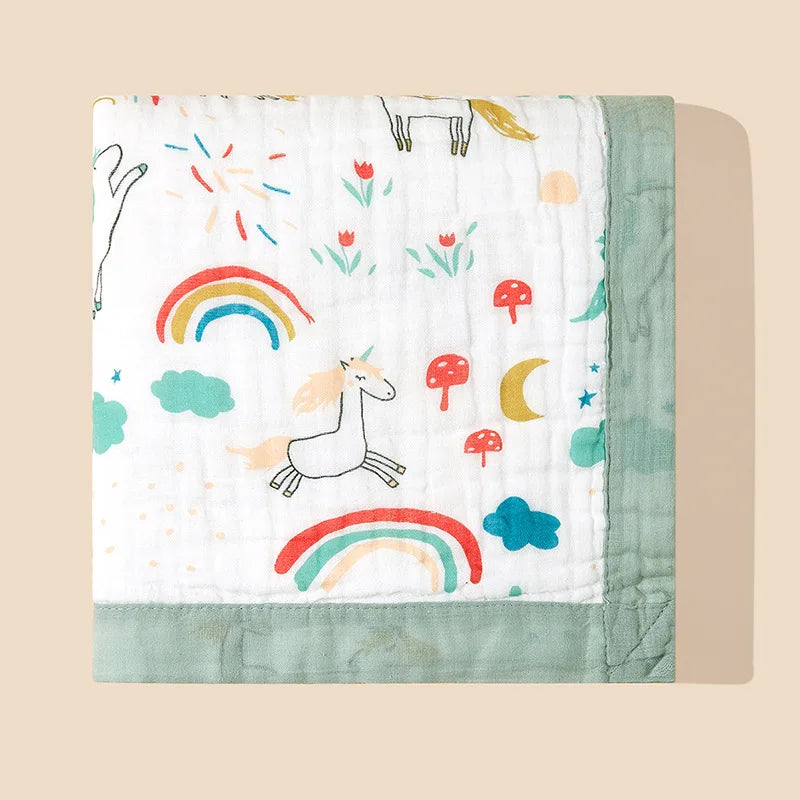 Manta de bebé de gasa 100% algodón de 6 capas – Suave, transpirable, arrullo para recién nacidos, envoltura para bebés y toalla de baño absorbente para bebés