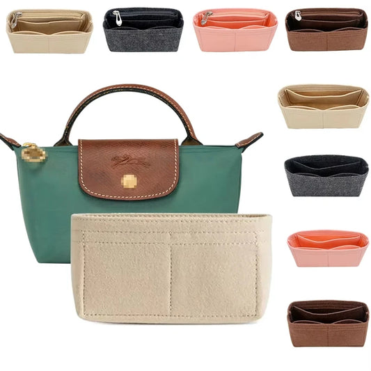 Inserto organizador de bolsos para bolsos pequeños - Organizador de almacenamiento interior, divisor de bolsos para bolsos Longchamp tamaño mini, organizador de bolsos portátil para un mejor almacenamiento y organización