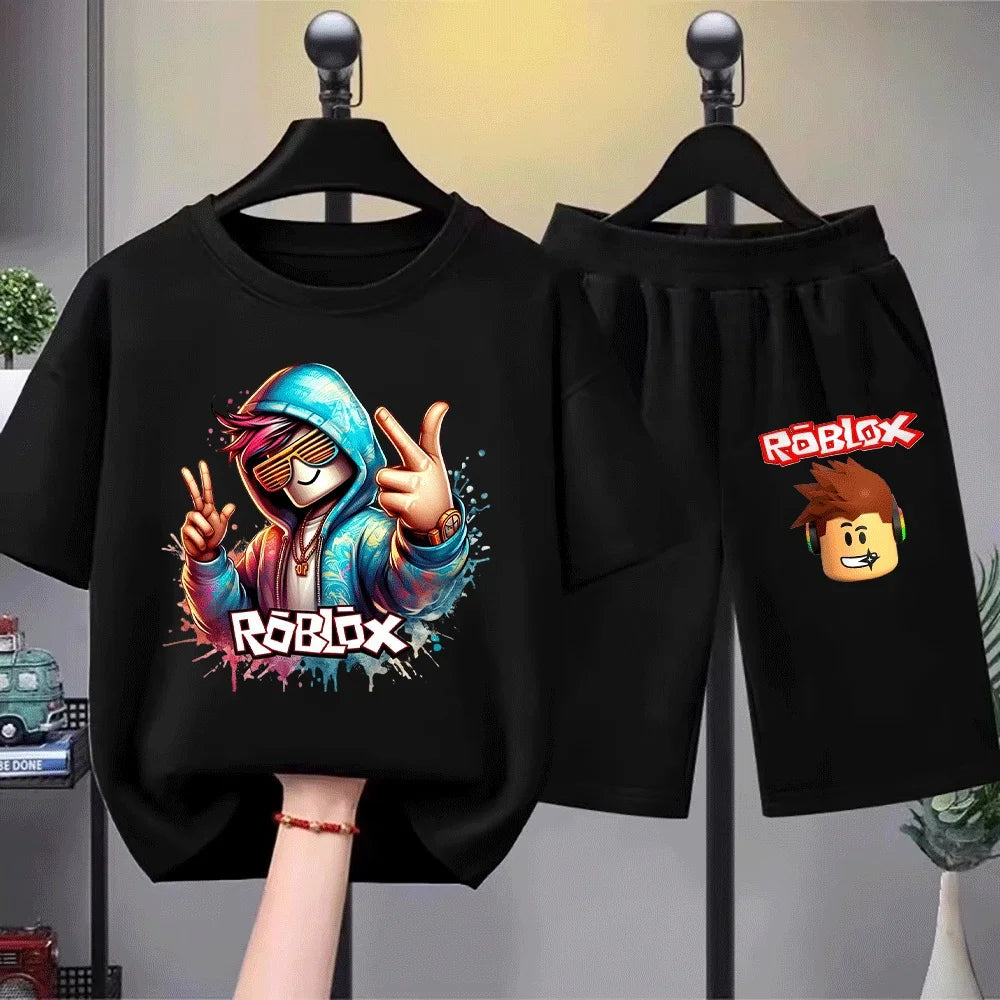 Kids Gaming Hoodie & T-Shirt Set Casual 2-Piece Outfit for Boys & Girls