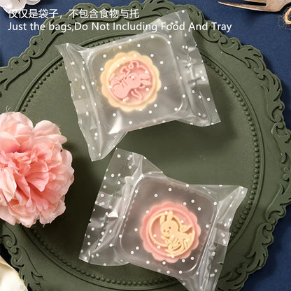 LBSISI Life 100 bolsas para galletas de luna – Bolsas de plástico transparentes para empaques de regalo caseros para festivales, galletas y crujientes de yema de huevo