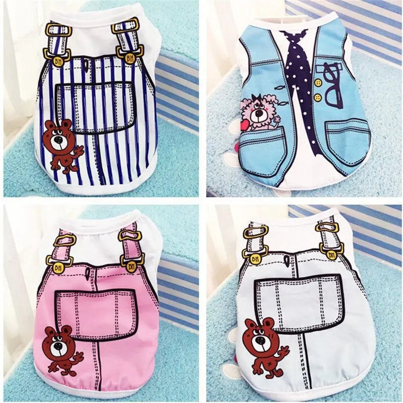Cute Cartoon Dog Vest – Soft Lightweight Summer T-Shirt for Small Dogs & Puppies, Casual Pet Clothing