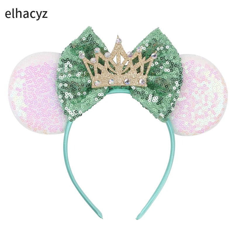 Diadema con Orejas de Rana de la Princesa Tiana – Diadema con Lazo y Corona Inspirada en Disney para Mujeres y Niñas | Accesorios para el Pelo de Festival y Niños