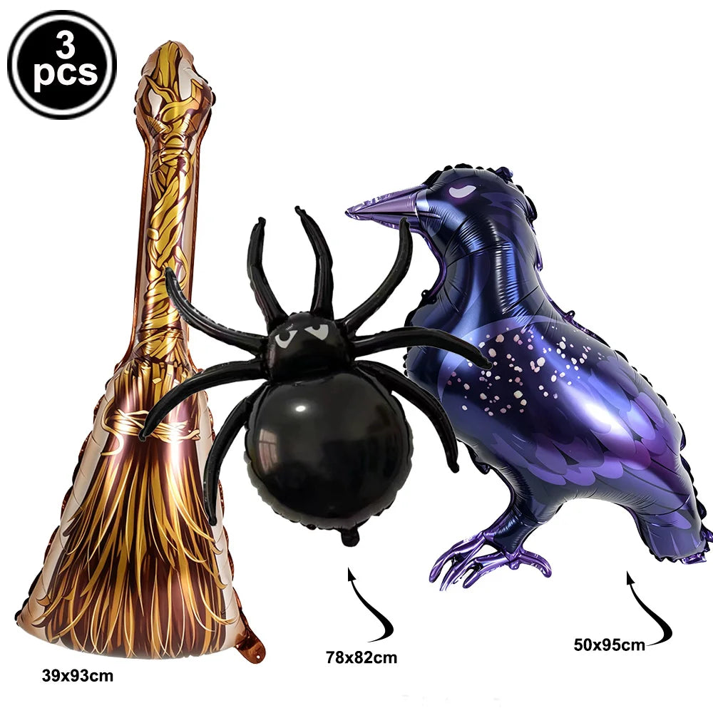 Large Halloween Standing Foil Balloons – Haunted House, Castle, Skull, Coffin & Witch Mylar Balloons for Halloween Party Decorations