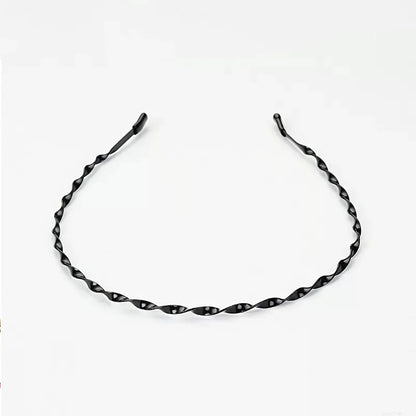 Diadema unisex de metal negro – Aro de pelo ondulado elástico antideslizante para hombres y mujeres | Accesorios para el cabello sencillos y a la moda